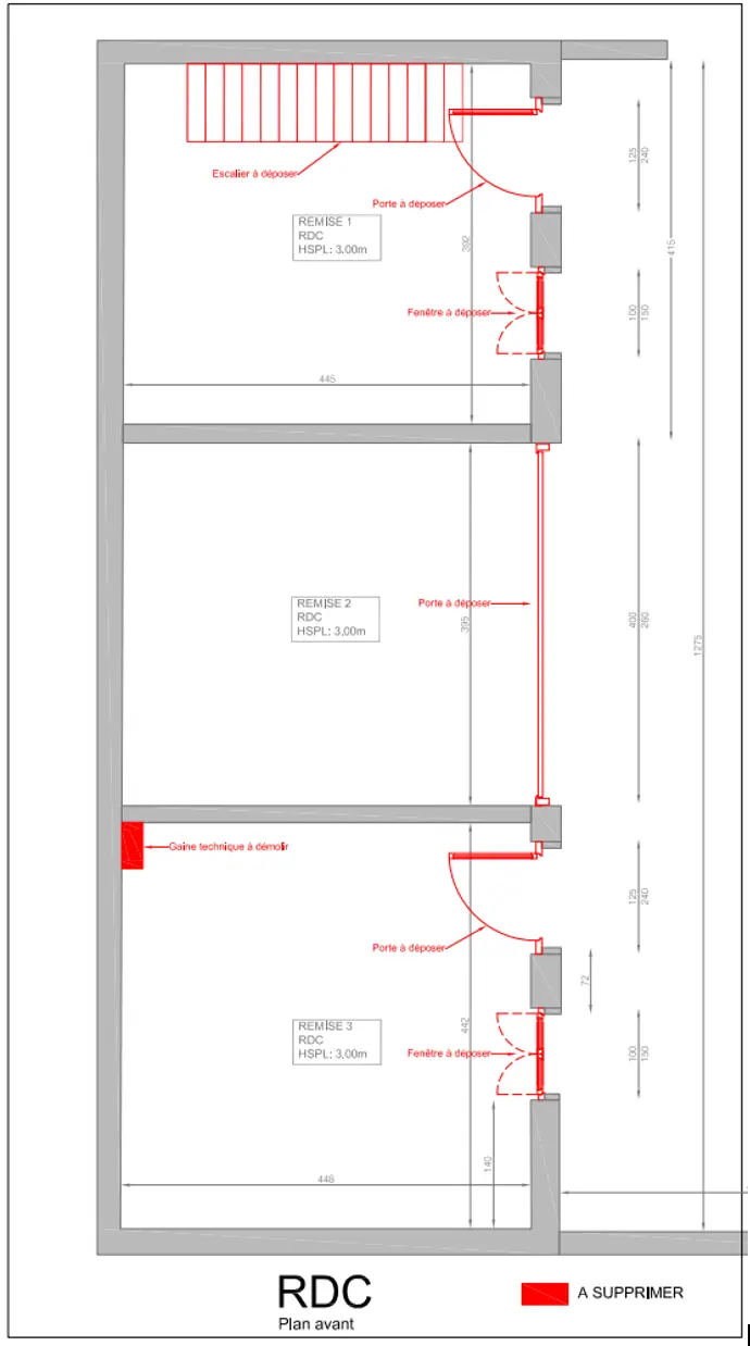 Plan de démolition du rez-de-chaussée