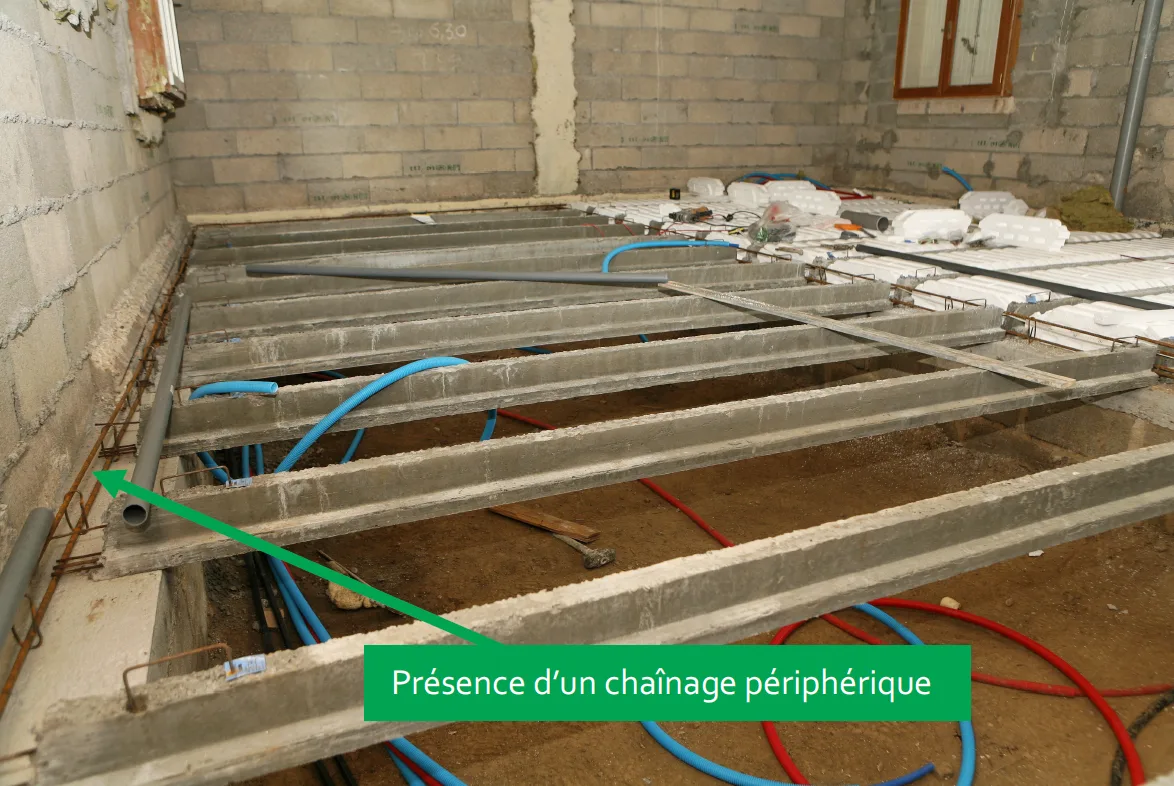Chaînage périphérique d’un plancher poutrelles-hourdis