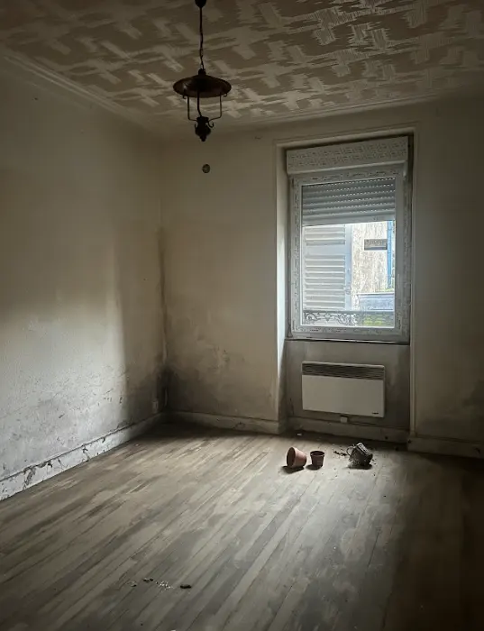 Traces de moisissure sur les murs d'une pièce inoccupée