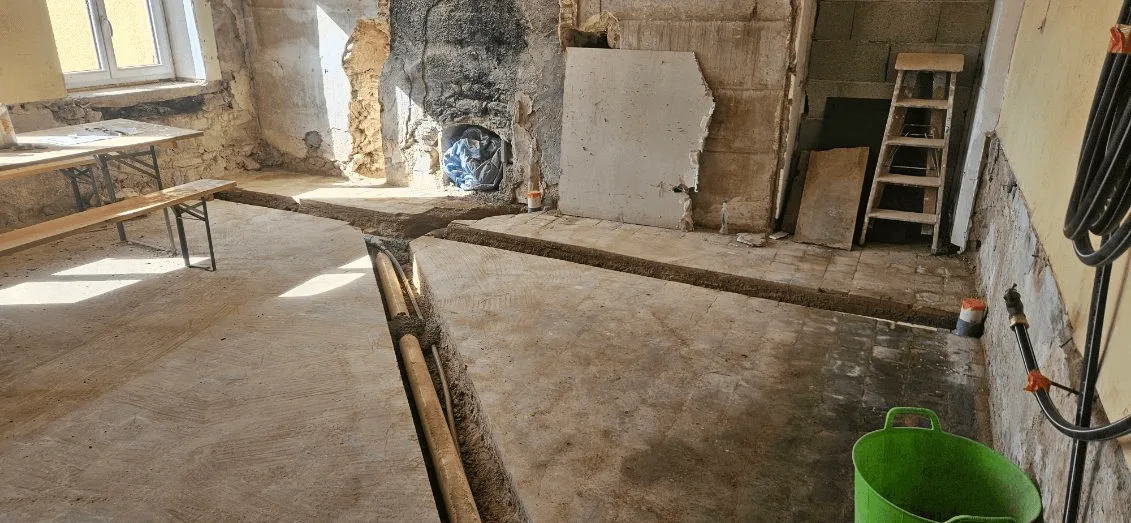 Emplacement du WC avant la tranchée intérieure