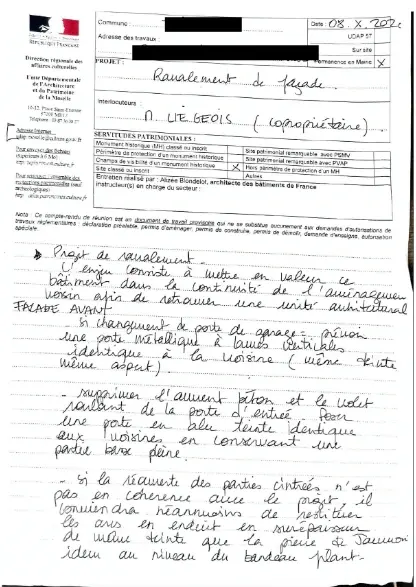 Première page du compte rendu du rendez-vous avec l'ABF