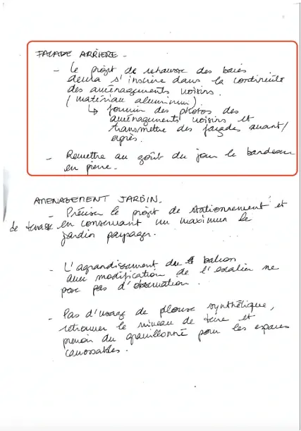 Deuxième page du compte rendu du rendez-vous avec l'ABF