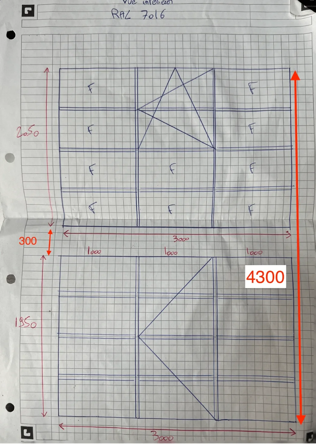 Croquis coté de la baie vitrée sur deux niveaux