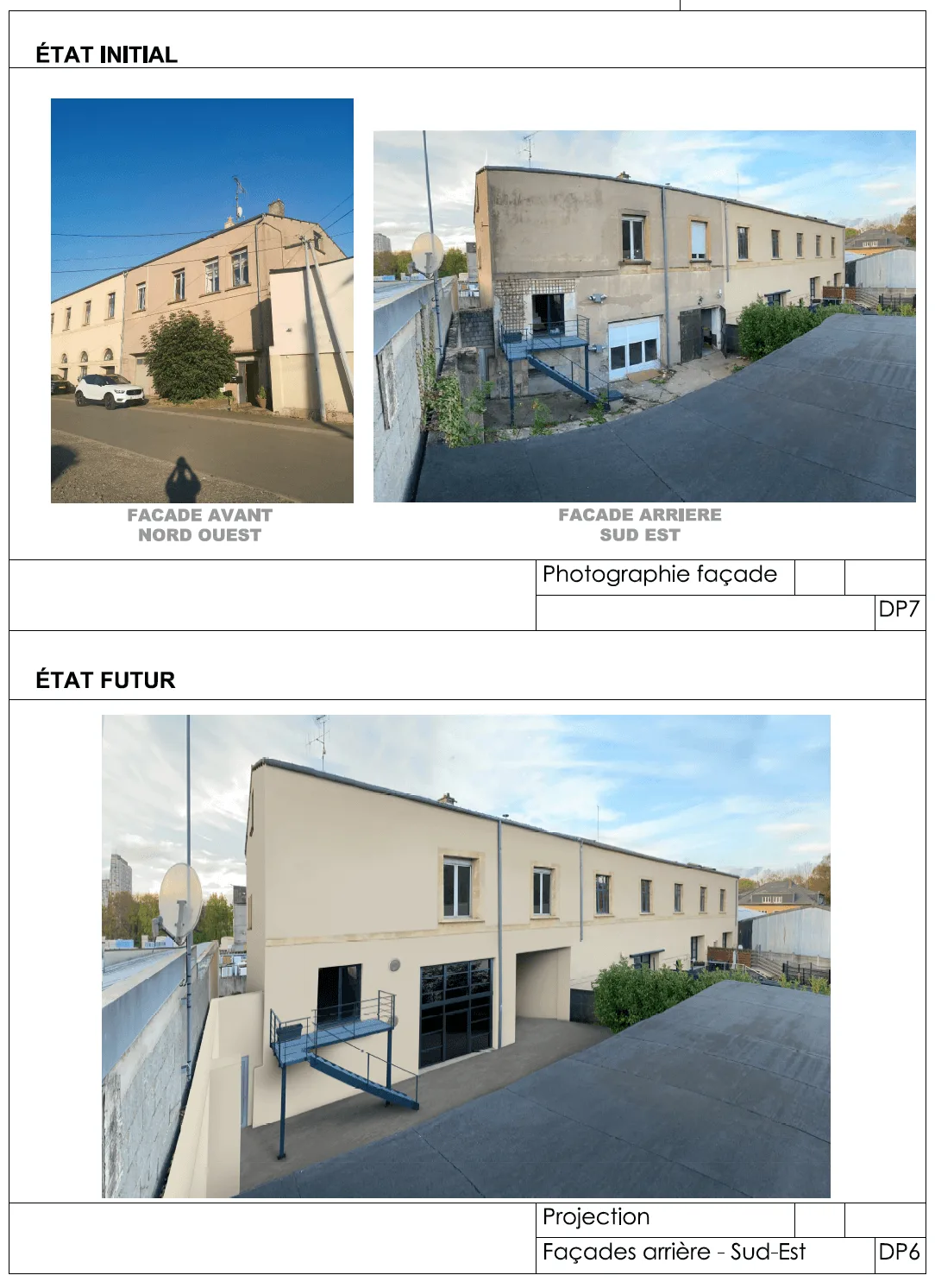 Projection DP6 de la façade arrière après travaux