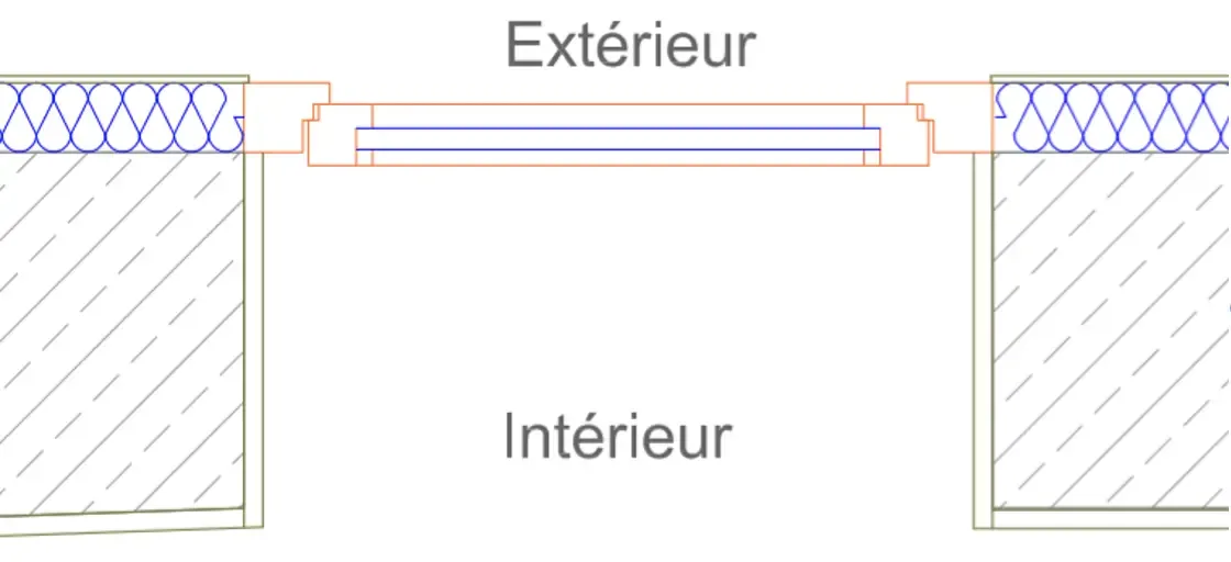 Schéma d'une pose de fenêtre au nu extérieur