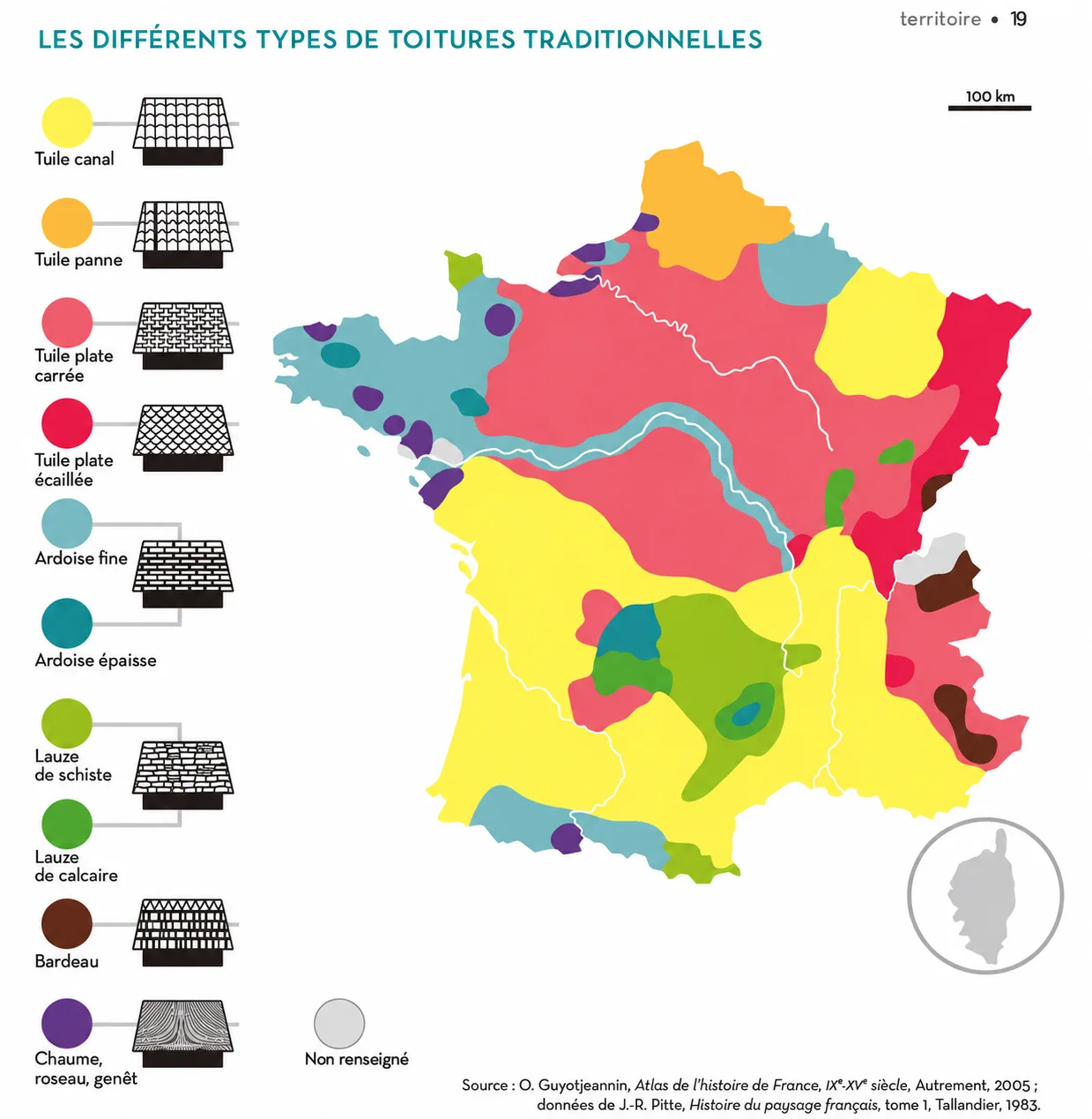 Carte des toitures traditionnelles françaises