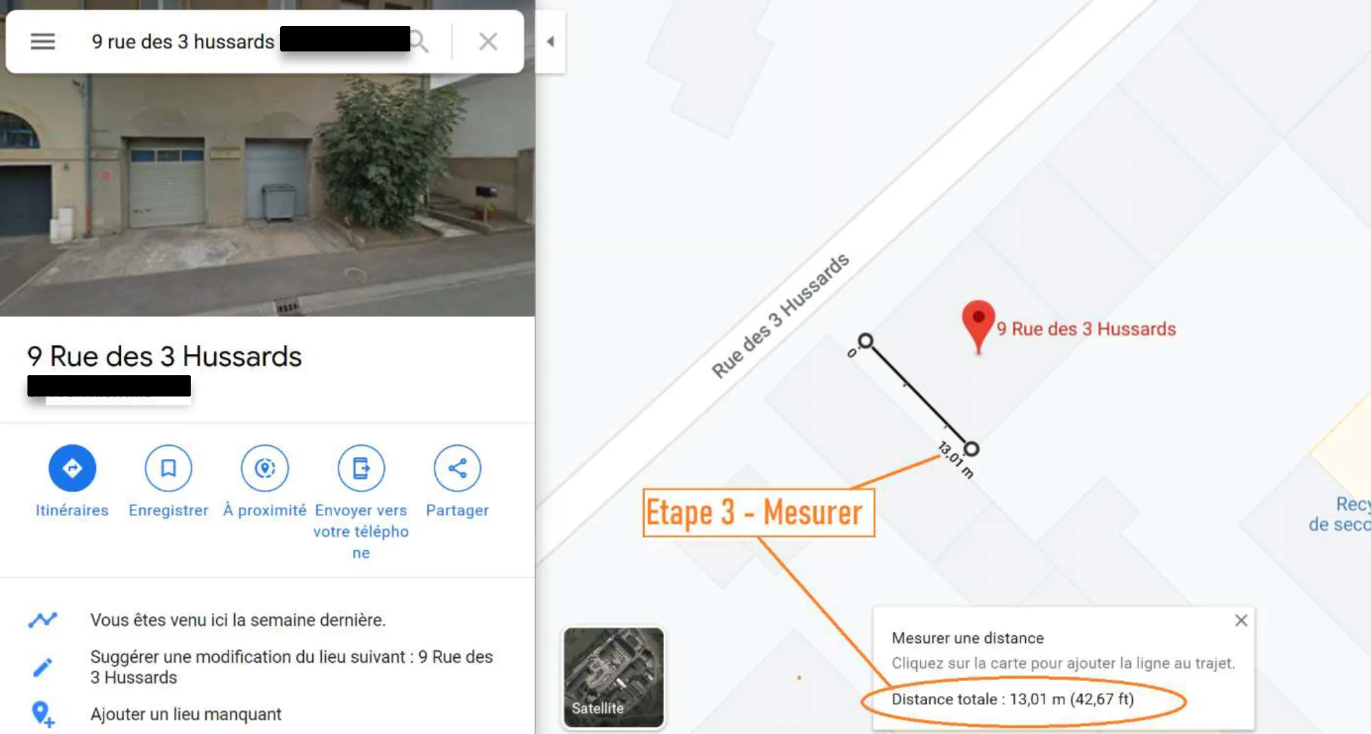 Mesure des dimensions d’un bâtiment dans Google Maps