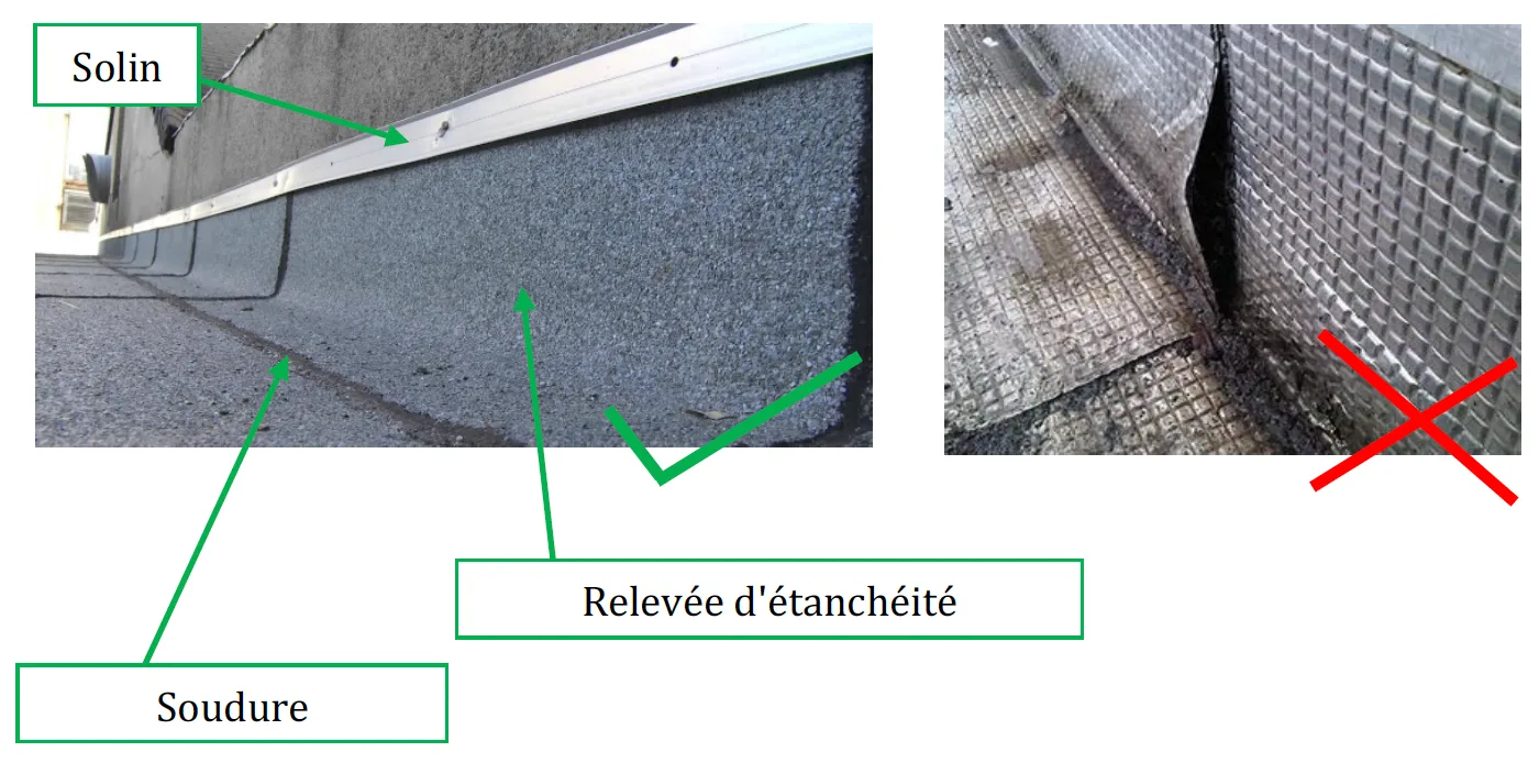Relevé d’étanchéité d’une toiture-terrasse