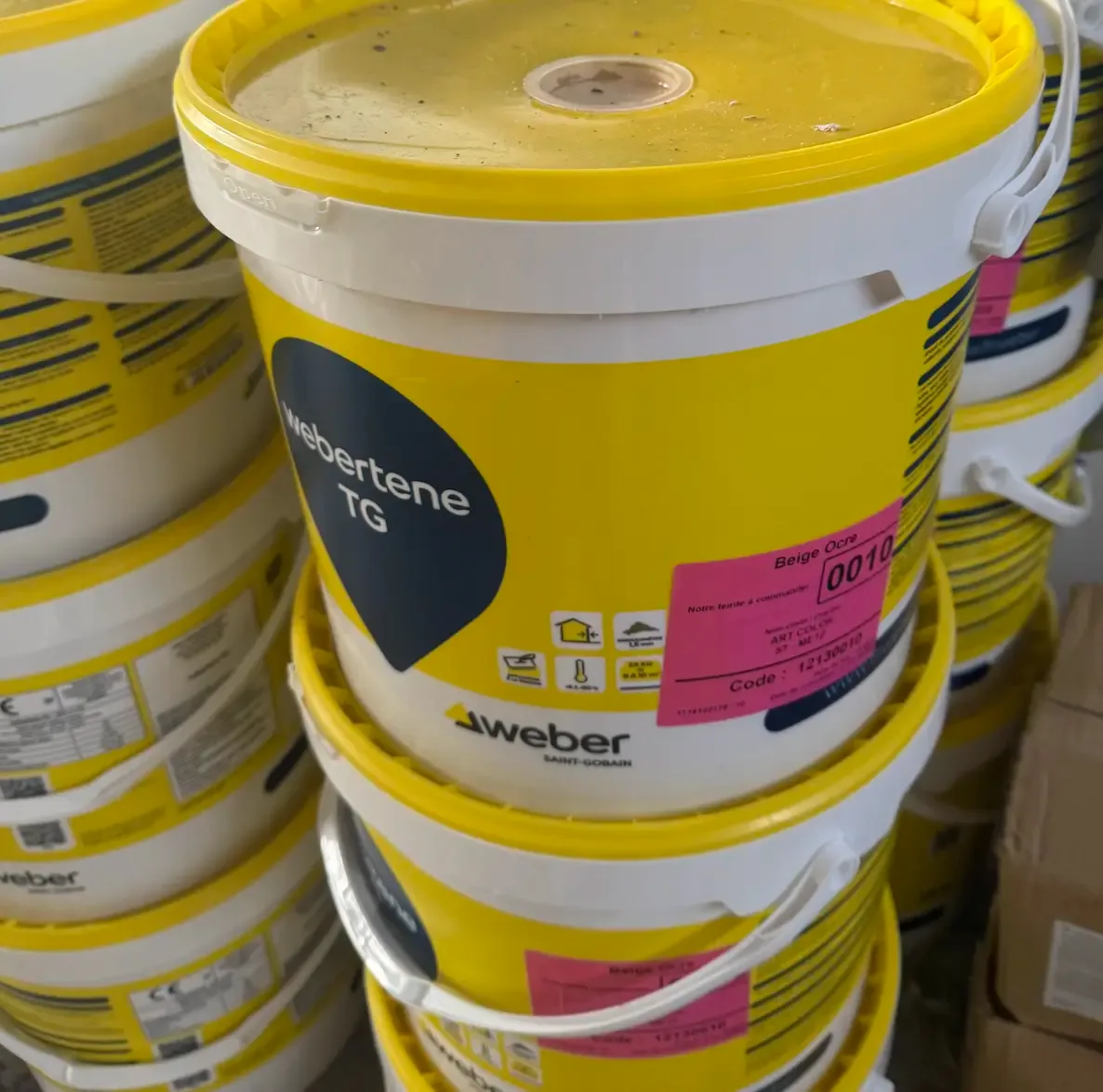 Seaux de revêtement plastique épais Webertene TG beige ocre