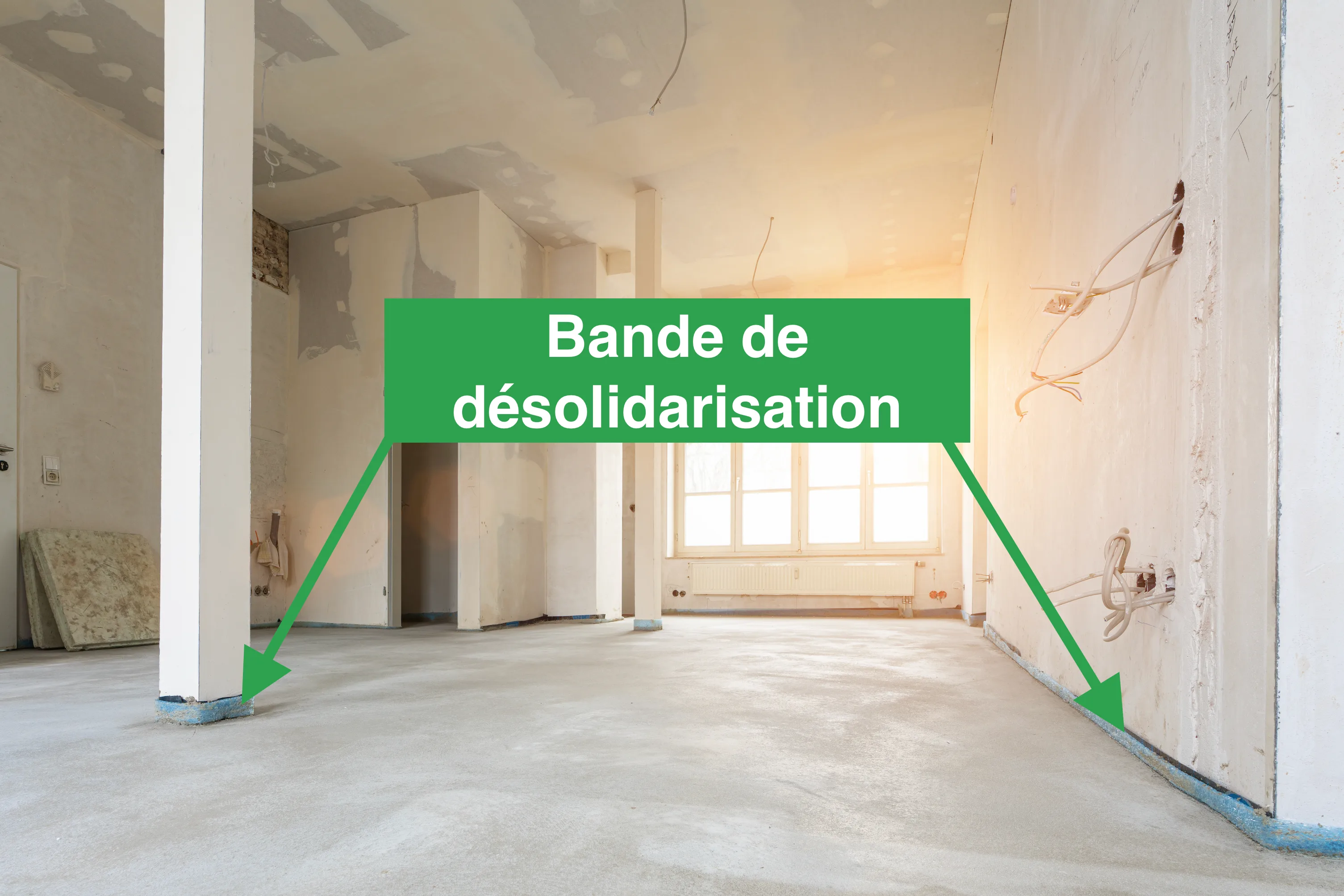 Bande de désolidarisation dans une pièce