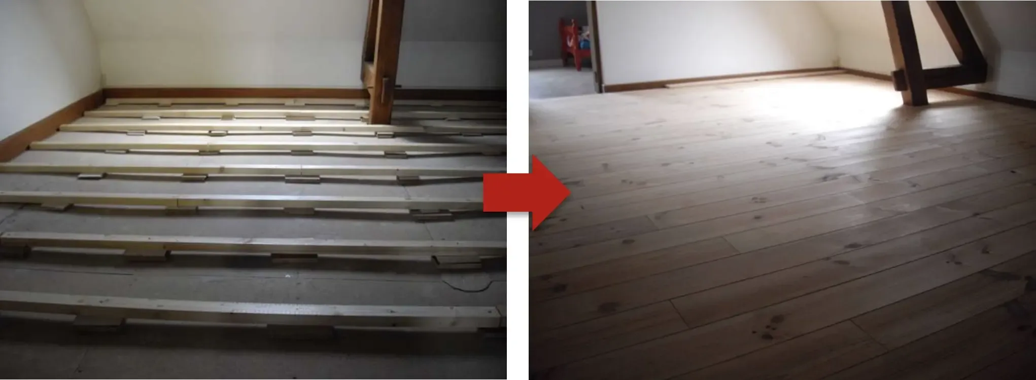 Faux-plancher en lambourdes