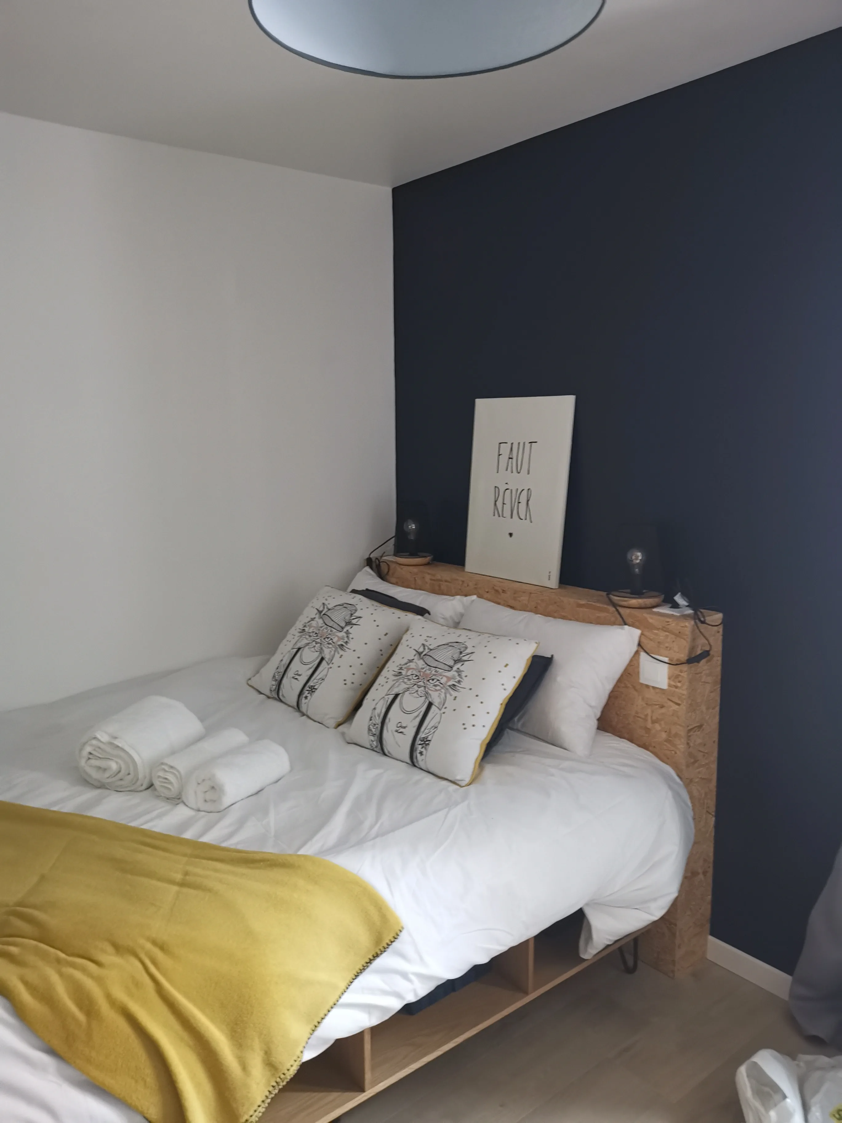Exemple avec mur bleu noir (RAL 5004)