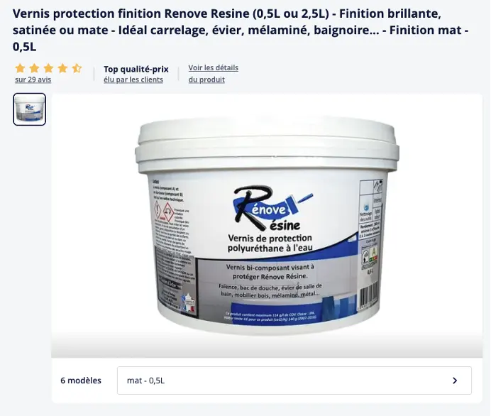 Vernis de protection Rénove Résine