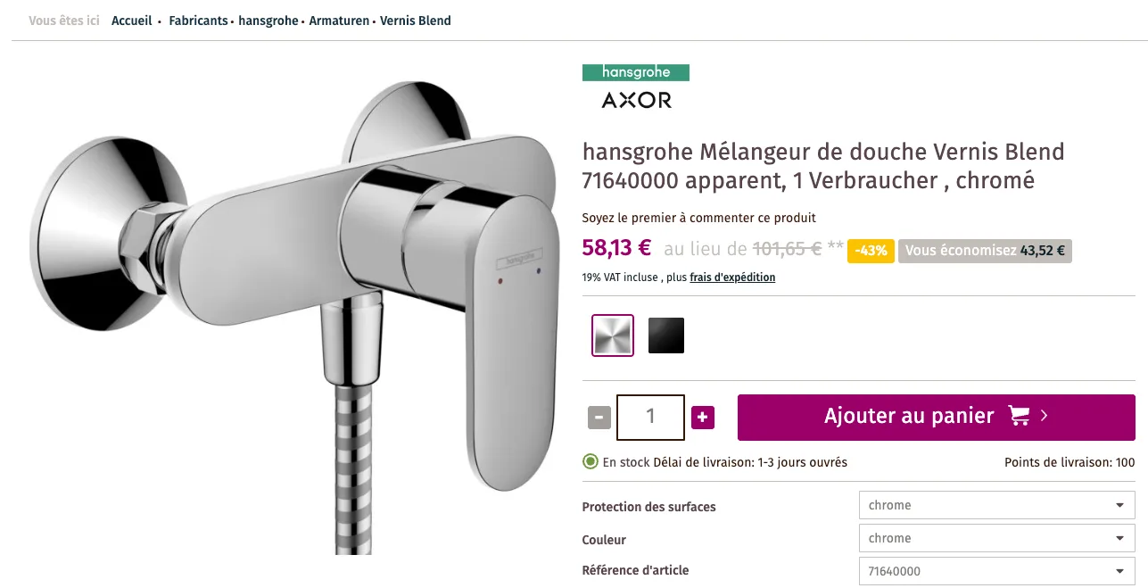 Mitigeur douche Hansgrohe Vernis Blend